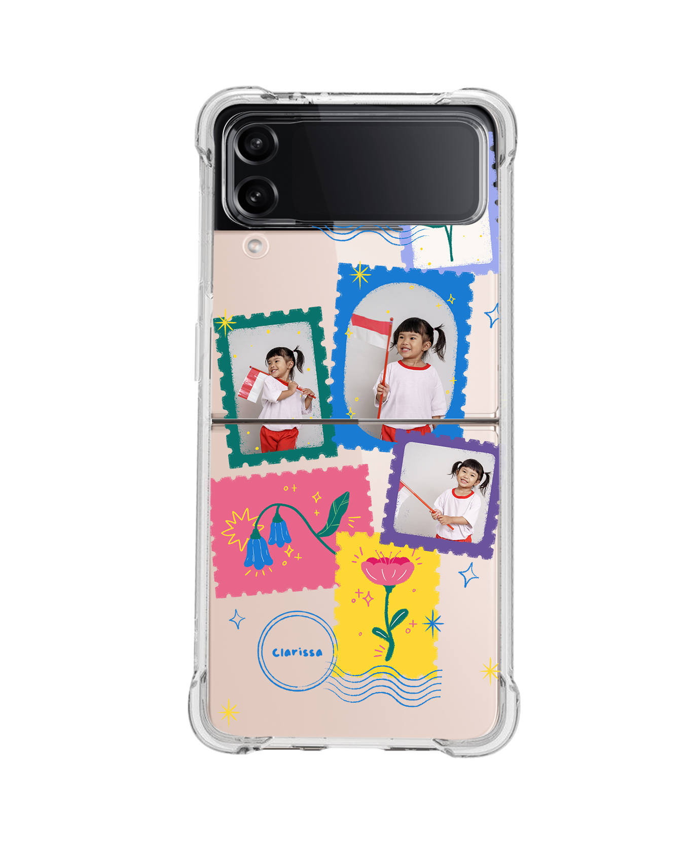 Android Flip / Fold Rearguard Hybrid - Face Grid Floral Stamps