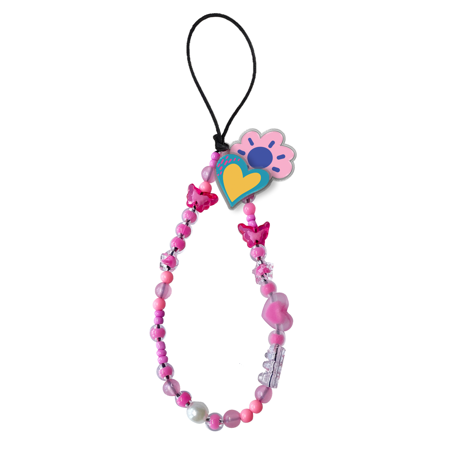Beaded Strap with Acrylic Charm - Florals