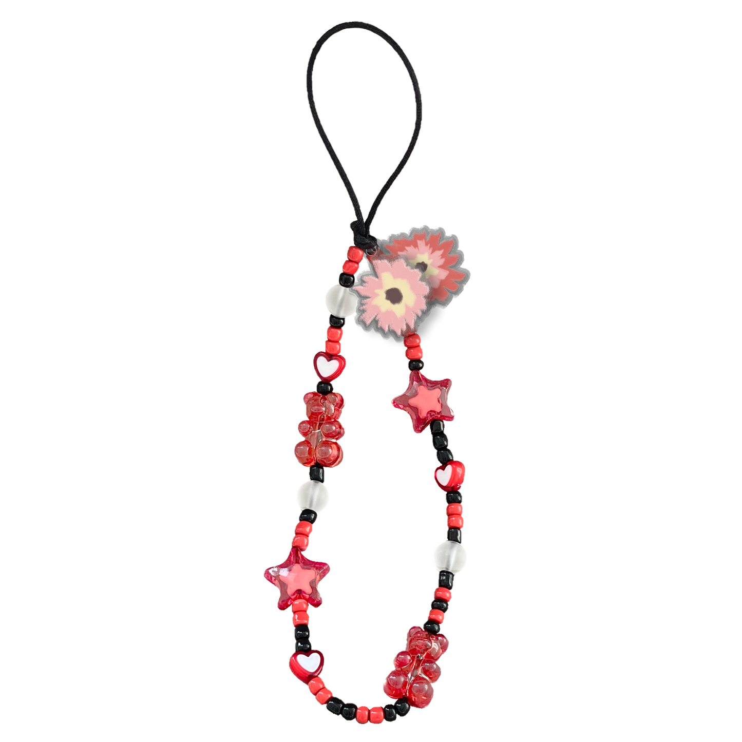 Beaded Strap with Acrylic Charm - Flower Lovers