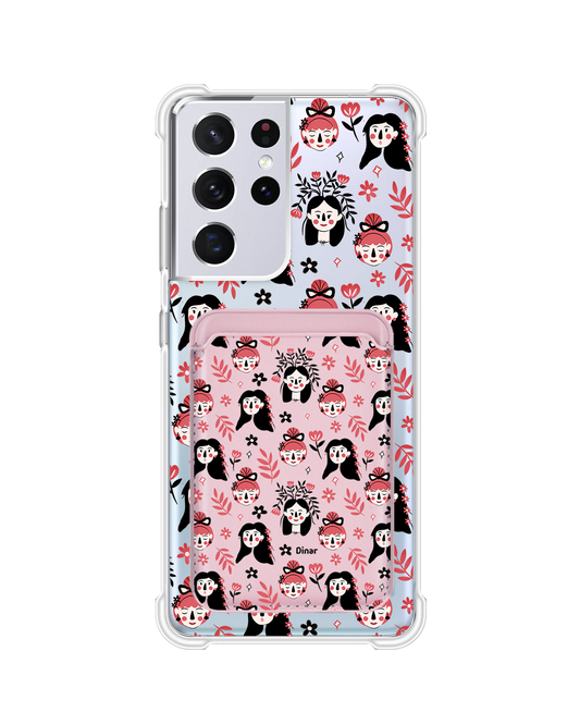 Android Magnetic Wallet Case - Flowery Faces