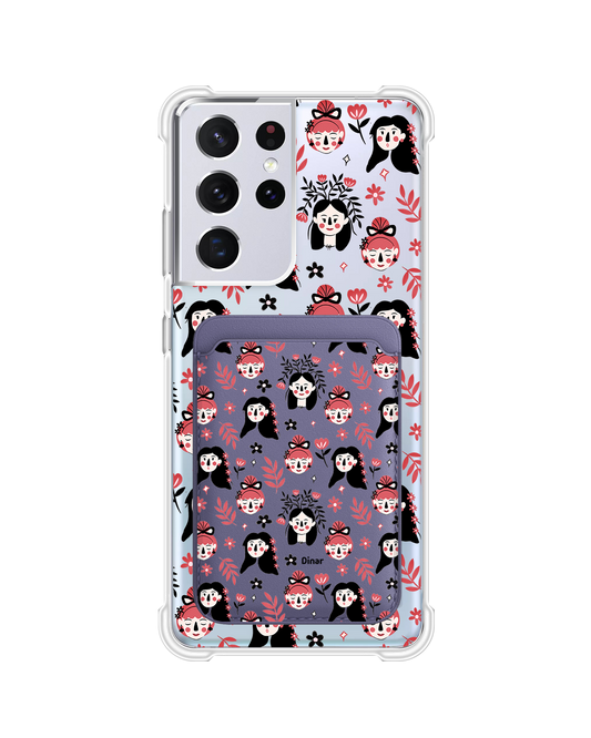 Android Magnetic Wallet Case - Flowery Faces