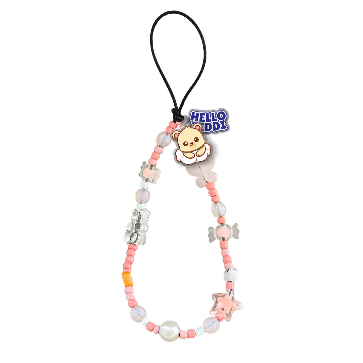 Beaded Strap with Acrylic Charm - Hello Teddy 1.0
