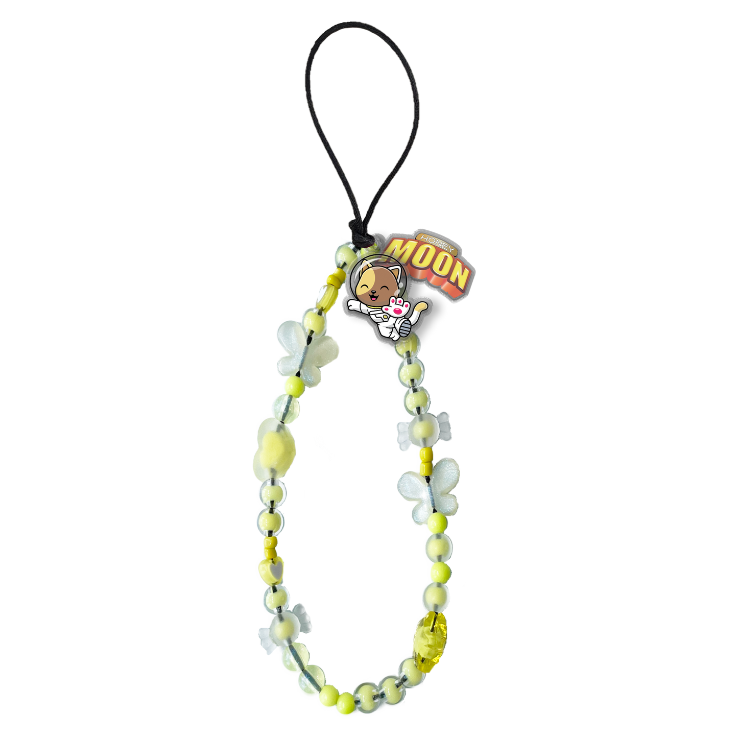 Beaded Strap with Acrylic Charm - Honey Moon