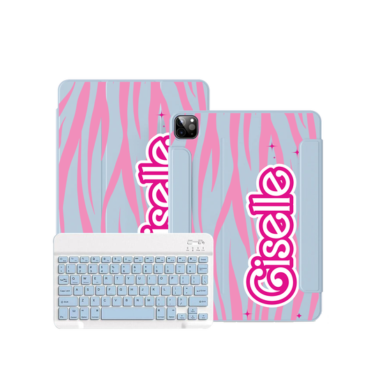 iPad / Android Tab Wireless Keyboard Flipcover - Barbie Zebra Pattern