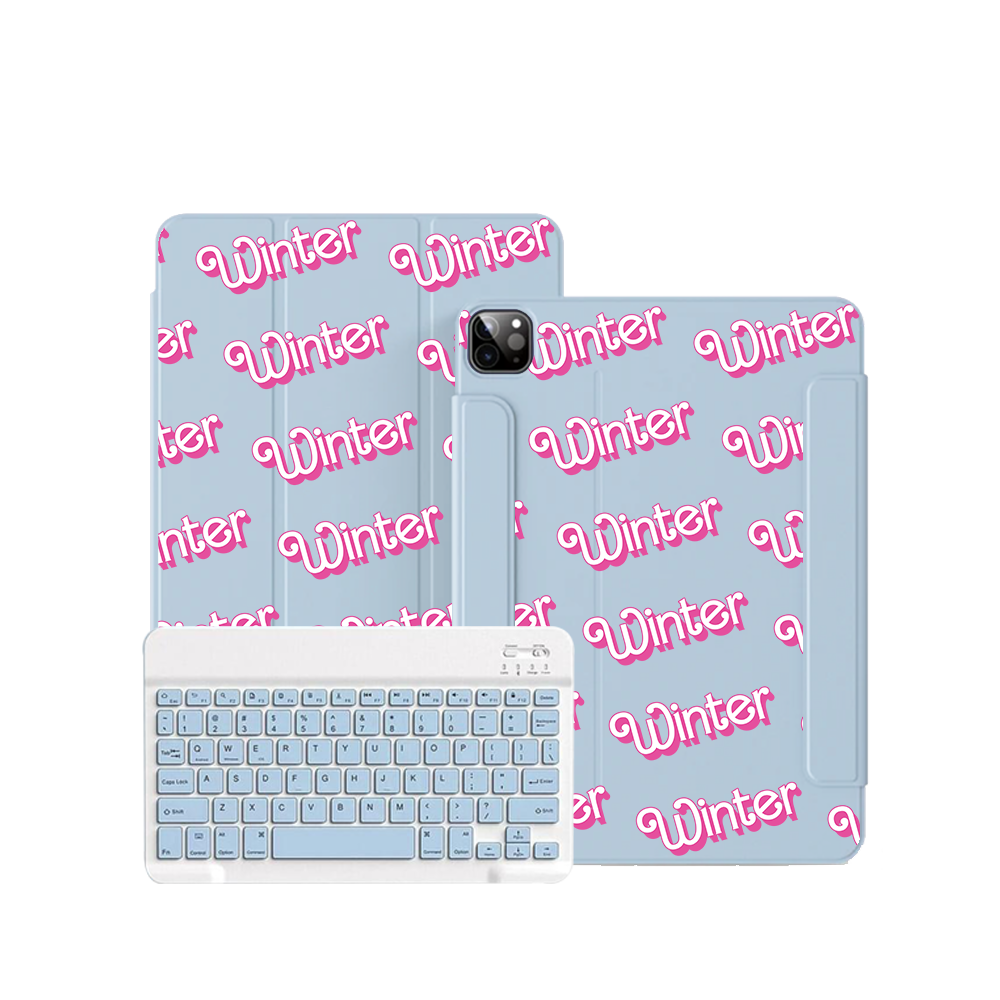 ฝาพับคีย์บอร์ดไร้สายสำหรับ iPad / Android - ลายโมโนแกรมบาร์บี้