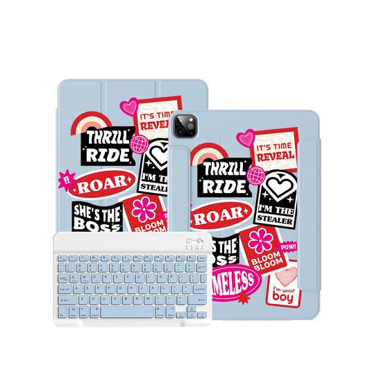 غطاء قابل للطي بلوحة مفاتيح لاسلكية لأجهزة iPad / Android Tab - مجموعة ملصقات أغنية Boyz