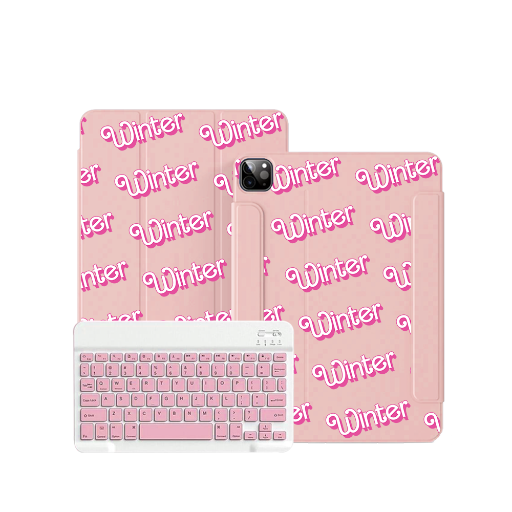 ฝาพับคีย์บอร์ดไร้สายสำหรับ iPad / Android - ลายโมโนแกรมบาร์บี้