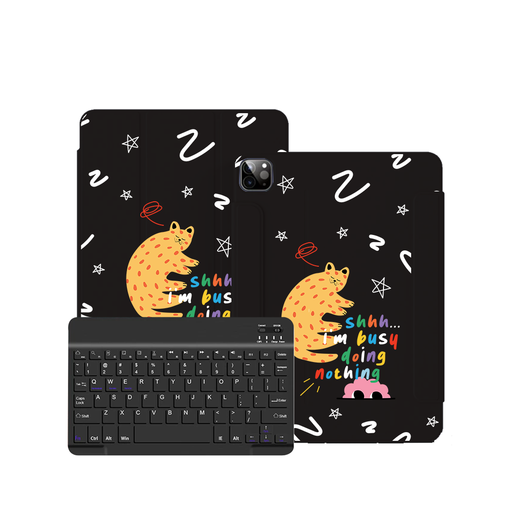 iPad / Android Tab Wireless Keyboard Flipcover - Busy Doing Nothing