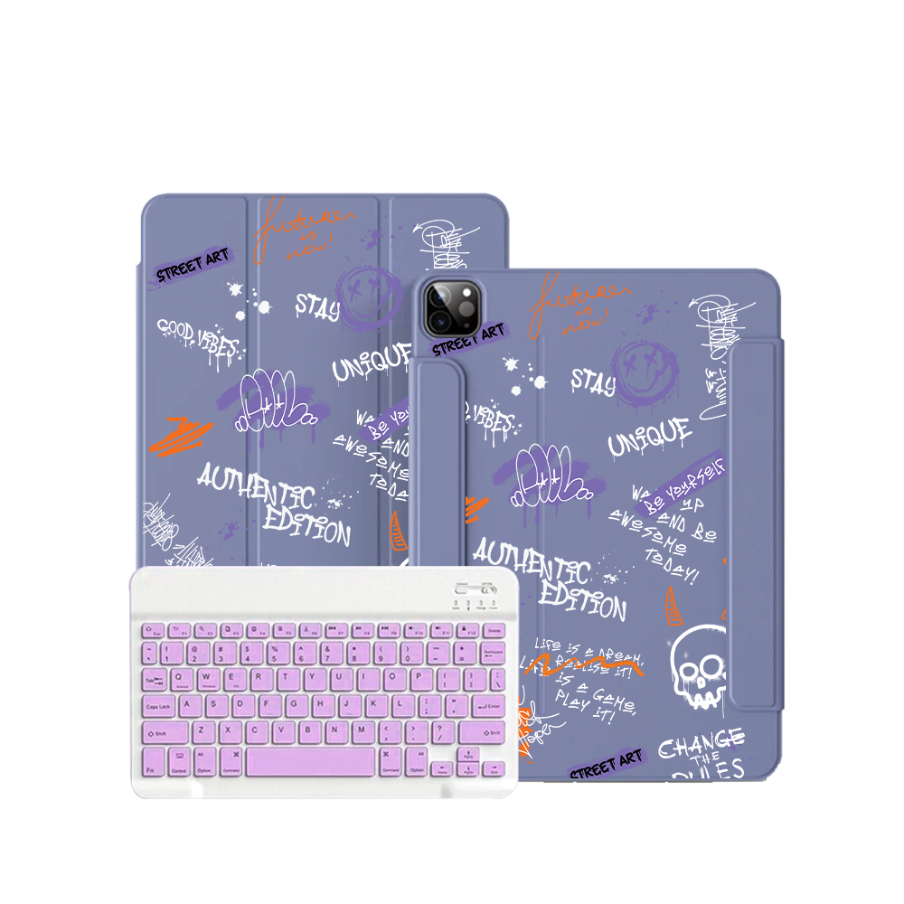 ฝาพับคีย์บอร์ดไร้สายสำหรับ iPad / Android Tab - ลายกราฟฟิตี้ 1.0