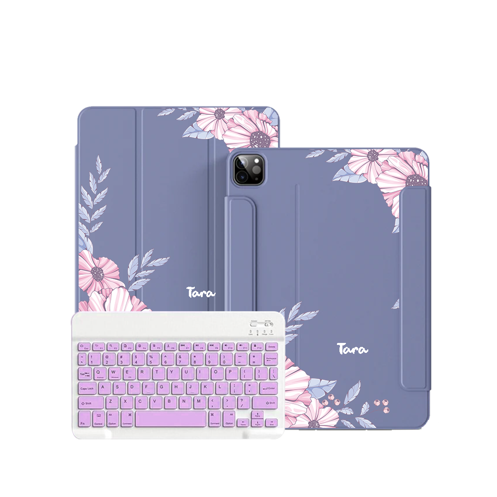 ฝาพับคีย์บอร์ดไร้สายสำหรับ iPad / Android Tab - Pink Blossom