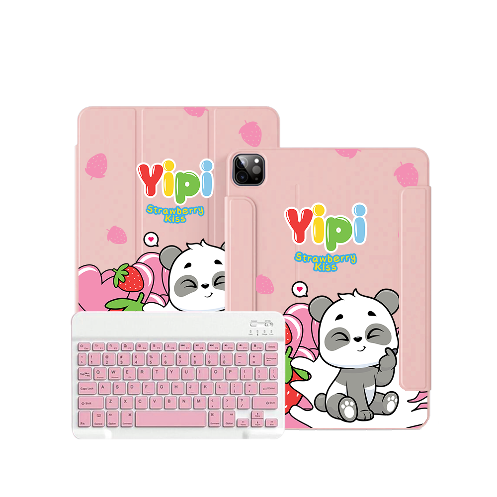 ฝาพับคีย์บอร์ดไร้สายสำหรับ iPad / Android - Yipi Strawberry Kiss
