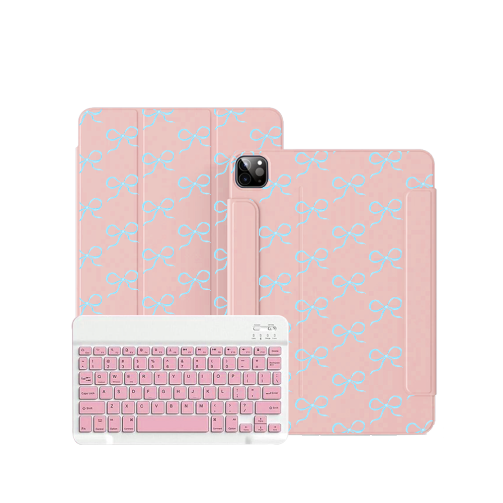 ฝาพับคีย์บอร์ดไร้สายสำหรับ iPad / Android - สี Coquette Blue Bow