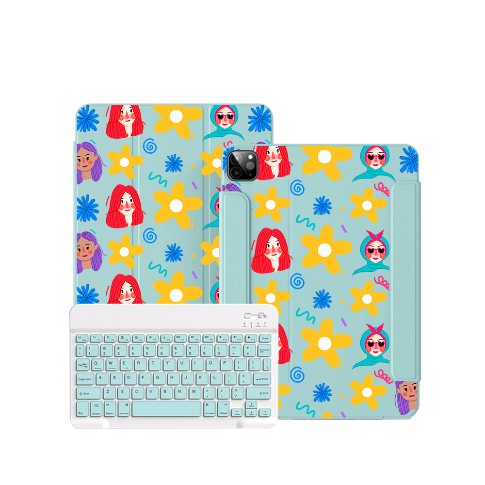 ฝาพับคีย์บอร์ดไร้สายสำหรับ iPad / Android - Daisy Faces