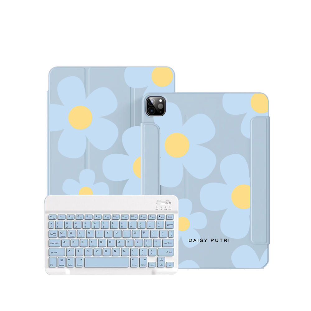 غطاء قابل للطي بلوحة مفاتيح لاسلكية لأجهزة iPad / Android Tab - Daisy Garland