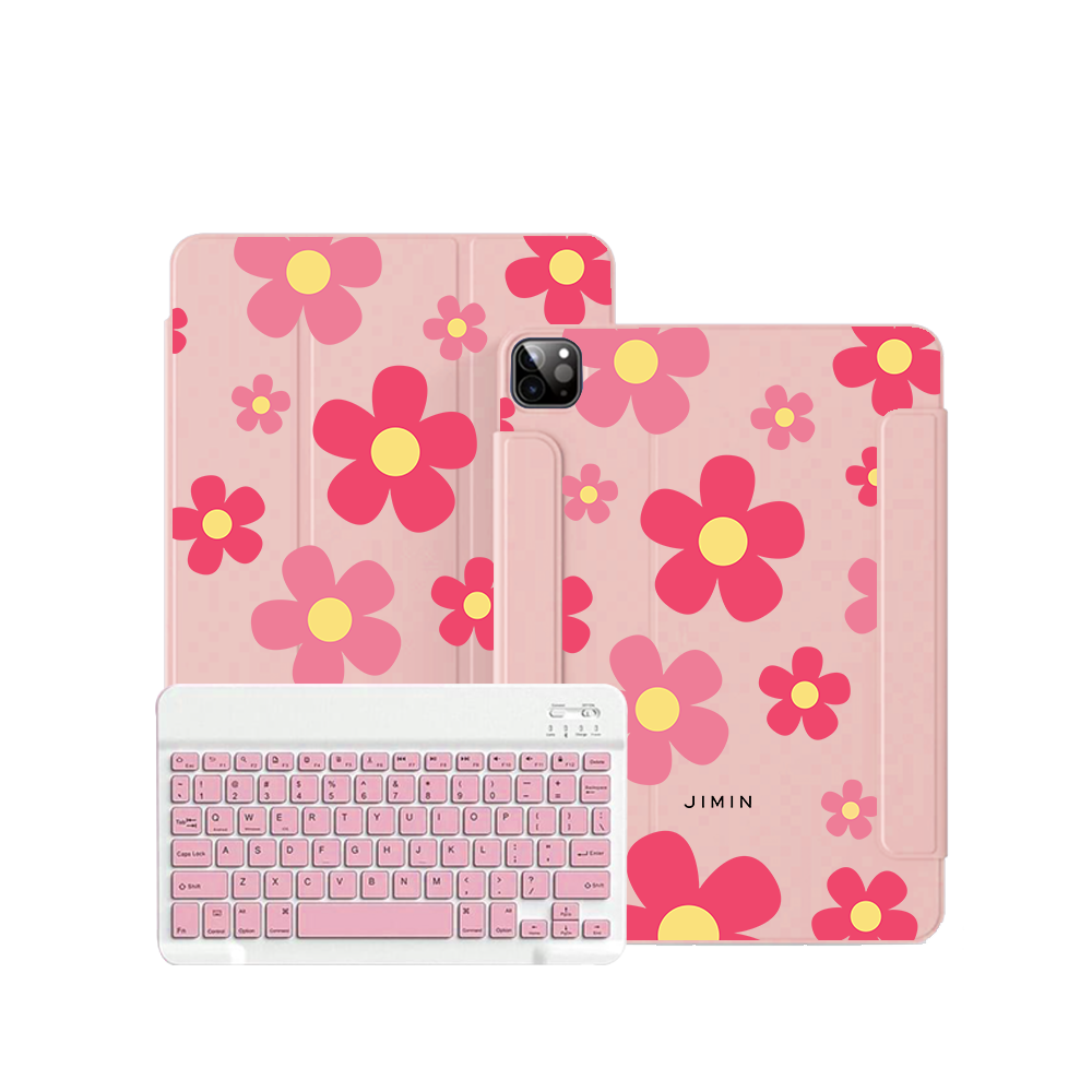 ฝาพับคีย์บอร์ดไร้สายสำหรับ iPad / Android - Daisy Blush