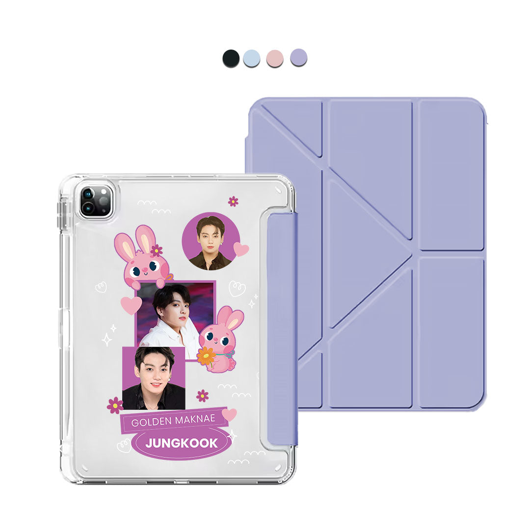iPad Y-Fold Flip Cover - Face Grid Bunny