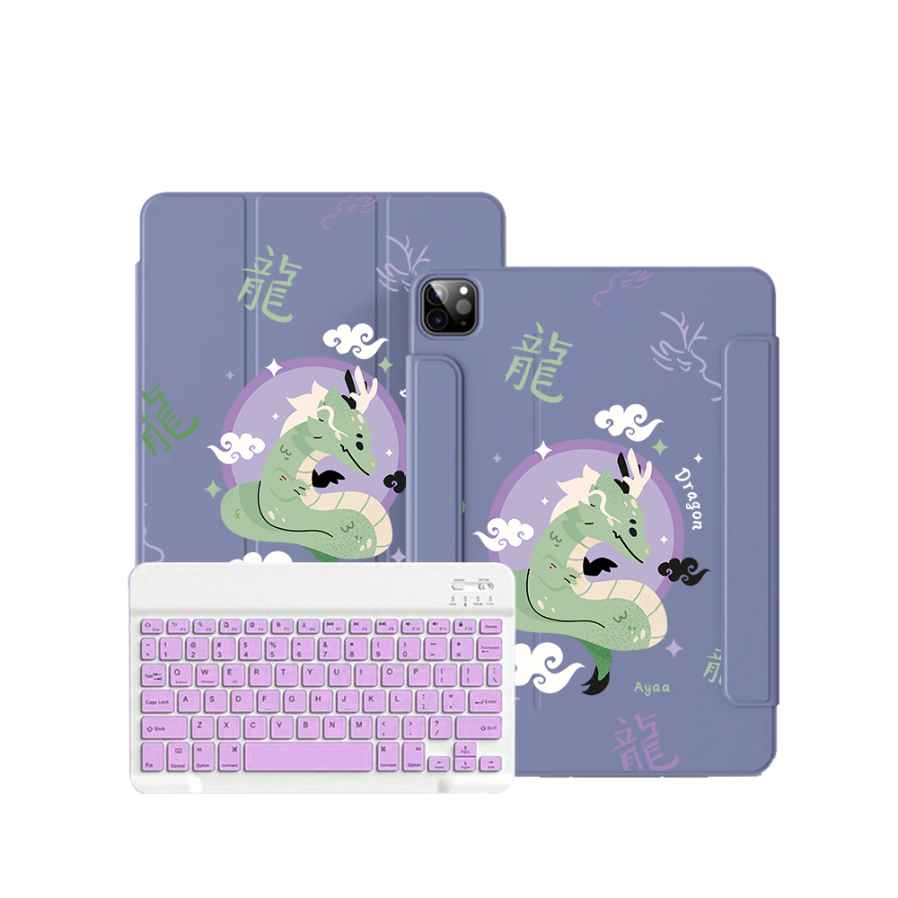 ฝาพับคีย์บอร์ดไร้สายสำหรับ iPad / Android - ลายมังกร (นักษัตรจีน / ชิโอ)