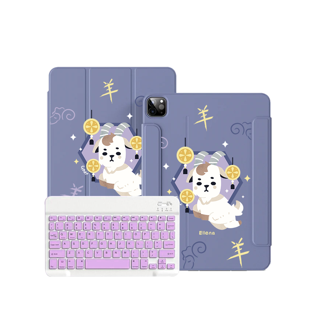 ฝาพับคีย์บอร์ดไร้สายสำหรับ iPad / Android - ลายแพะ (นักษัตรจีน / ชิโอ)