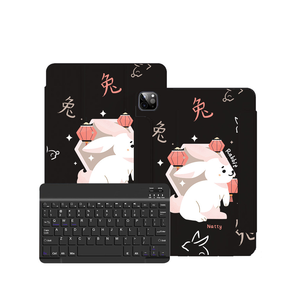 ฝาพับคีย์บอร์ดไร้สายสำหรับ iPad / Android - กระต่าย (นักษัตรจีน / ชิโอ)