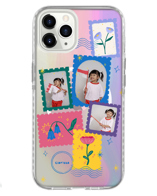 غطاء حماية خلفي للآيفون - طوابع زهورية بشبكة الوجه