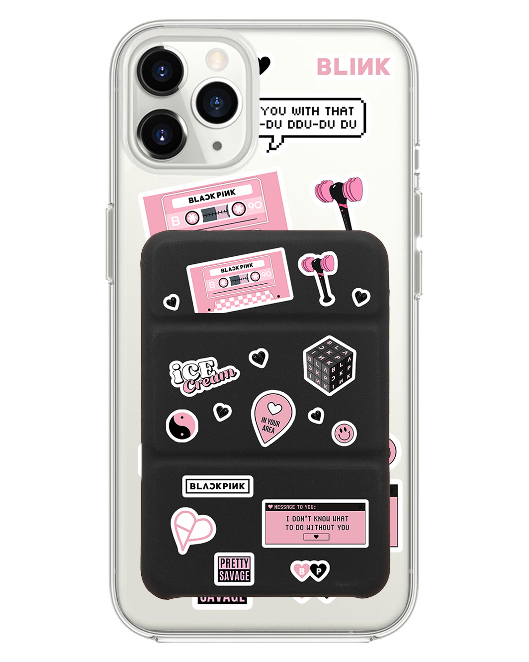 เคสพับสามทบแม่เหล็กสำหรับ iPhone - แพ็คสติกเกอร์ Blackpink