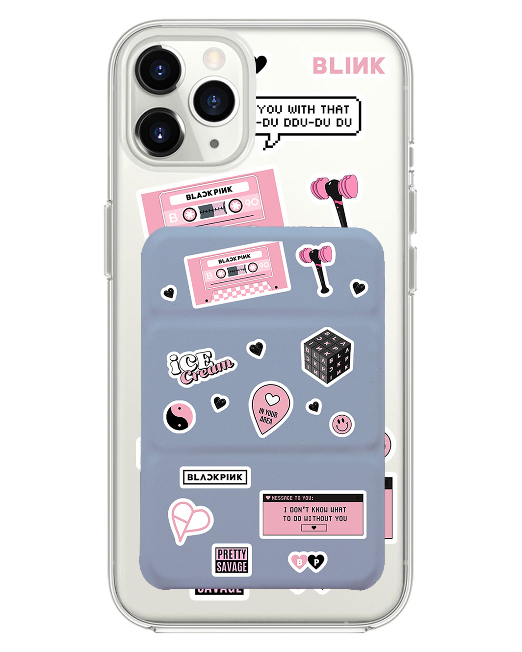 เคสพับสามทบแม่เหล็กสำหรับ iPhone - แพ็คสติกเกอร์ Blackpink