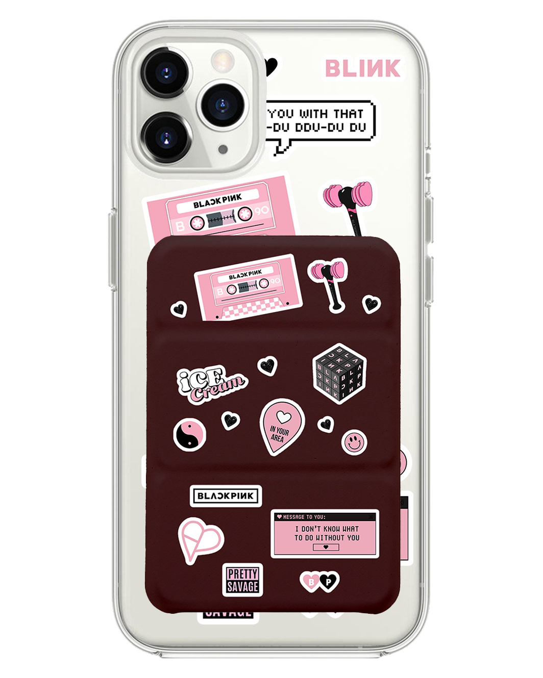 เคสพับสามทบแม่เหล็กสำหรับ iPhone - แพ็คสติกเกอร์ Blackpink