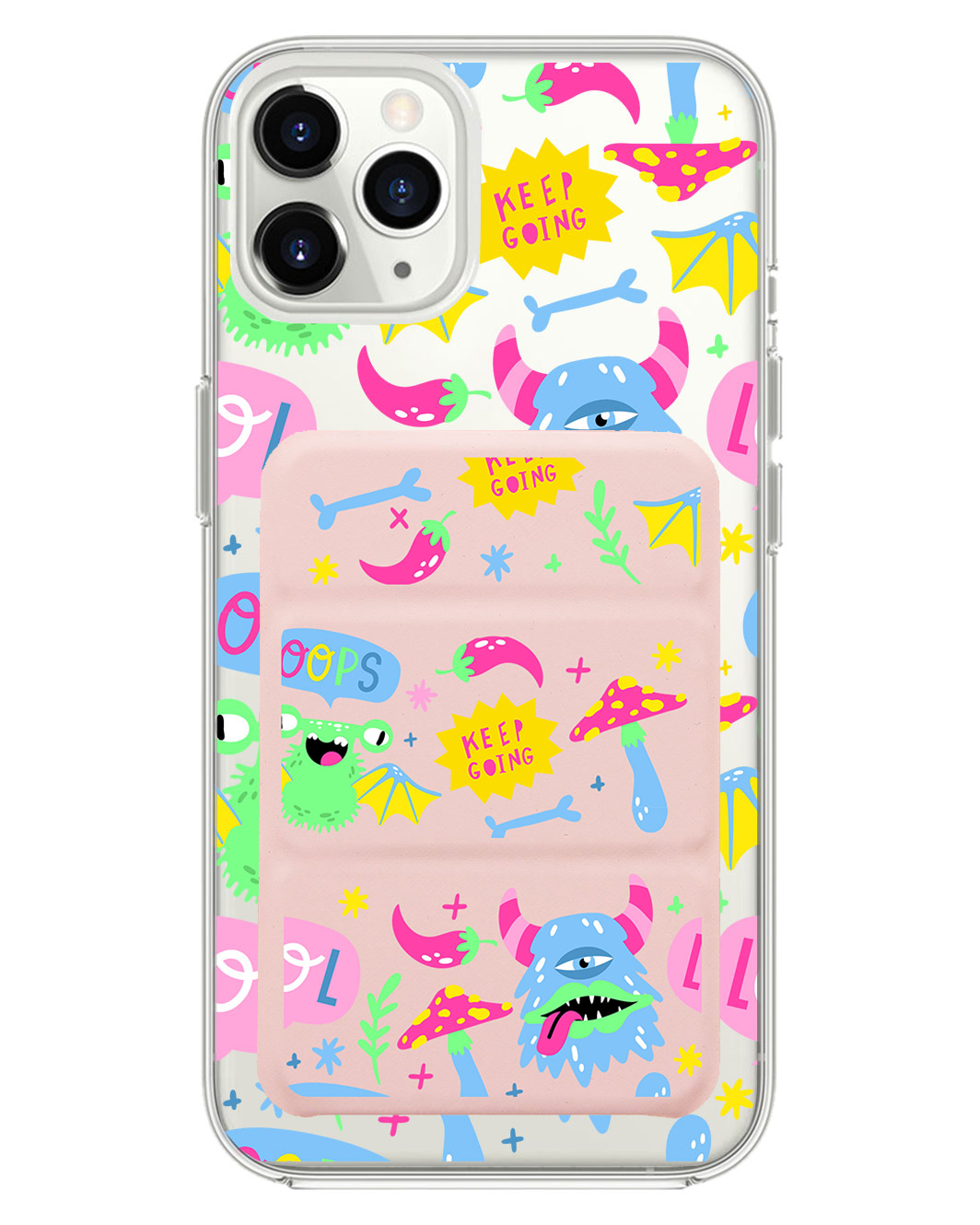 เคสพับสามทบแม่เหล็กสำหรับ iPhone - Monster Say Keep Going