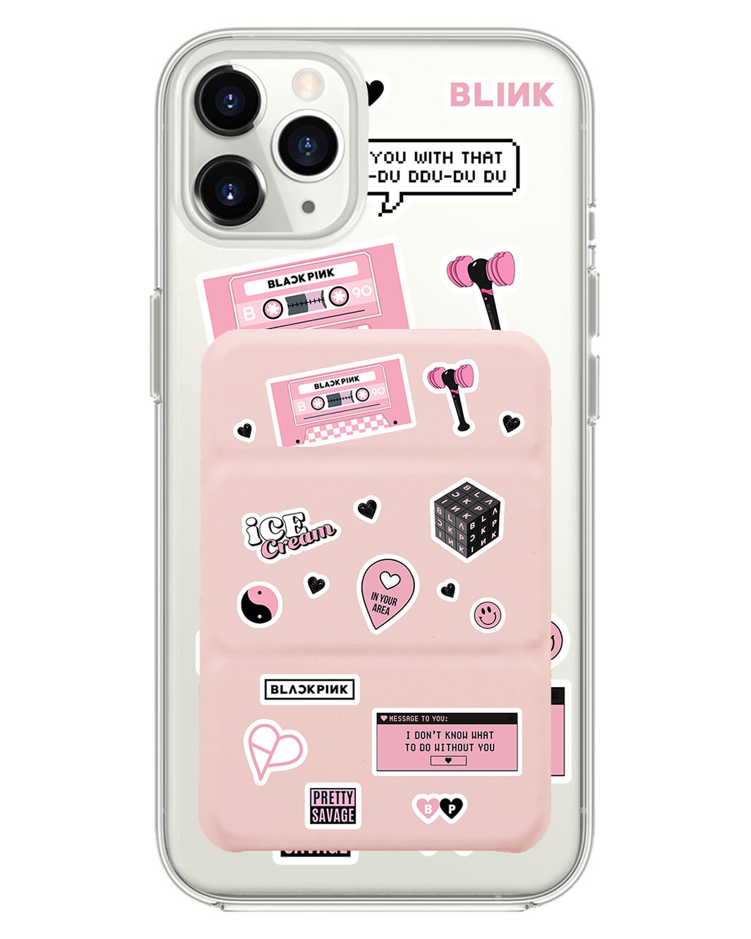 เคสพับสามทบแม่เหล็กสำหรับ iPhone - แพ็คสติกเกอร์ Blackpink