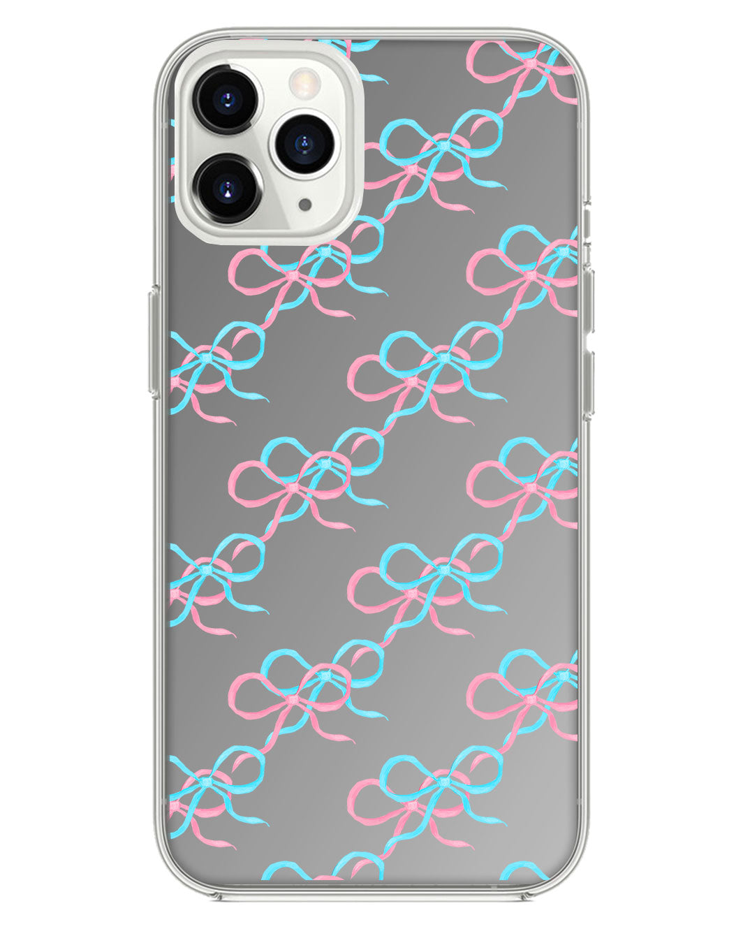 iPhone Mirror Grip - สีชมพู Coquette และโบว์สีน้ำเงิน