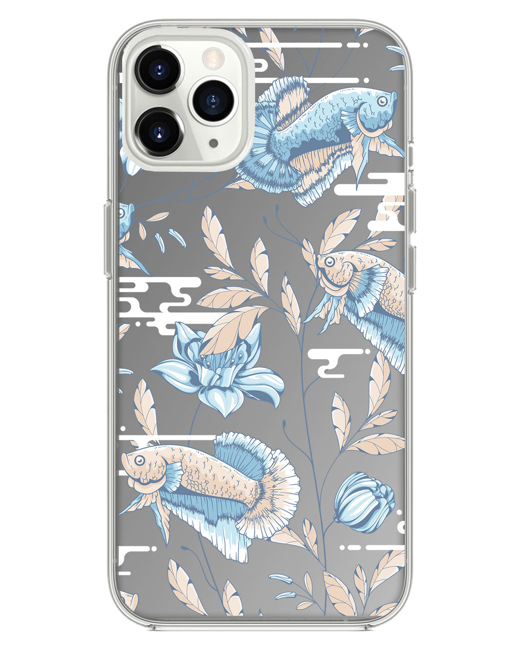 ที่จับกระจกสำหรับ iPhone - ลายปลาและดอกไม้ 4.0