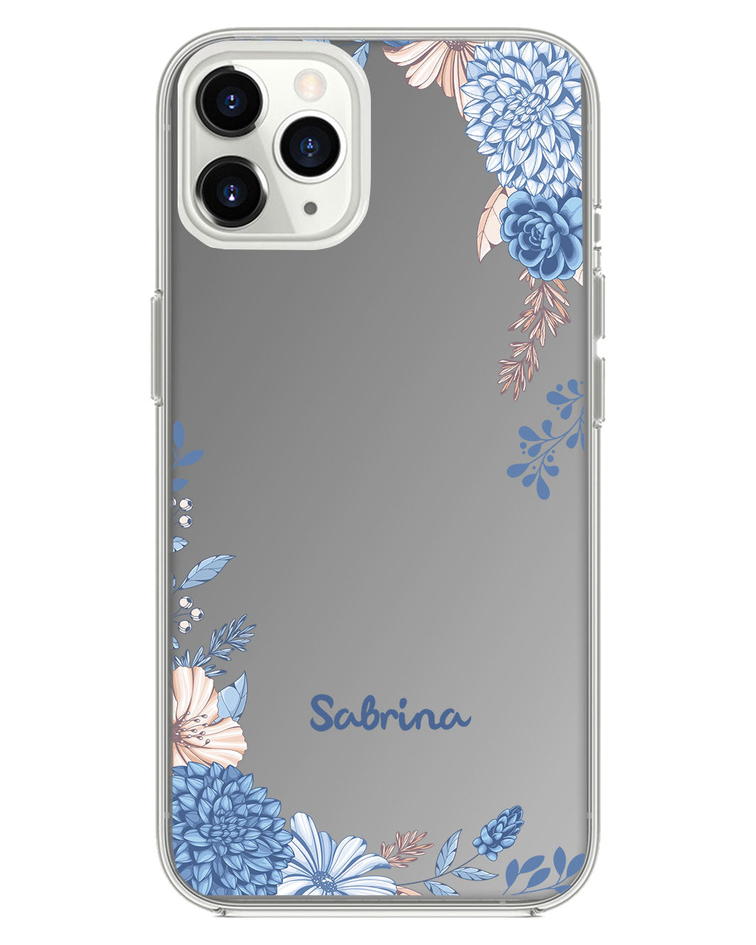 iPhone Mirror Grip - ลายดอกไม้สีน้ำเงิน