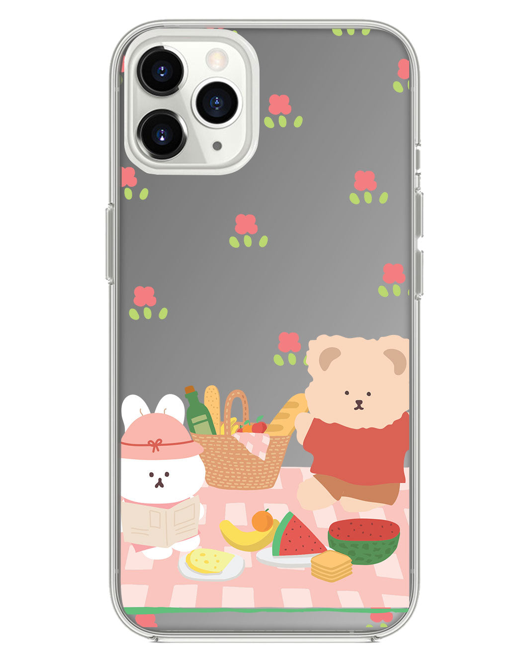 ที่จับกระจกสำหรับ iPhone - Picnic Bear สีชมพู