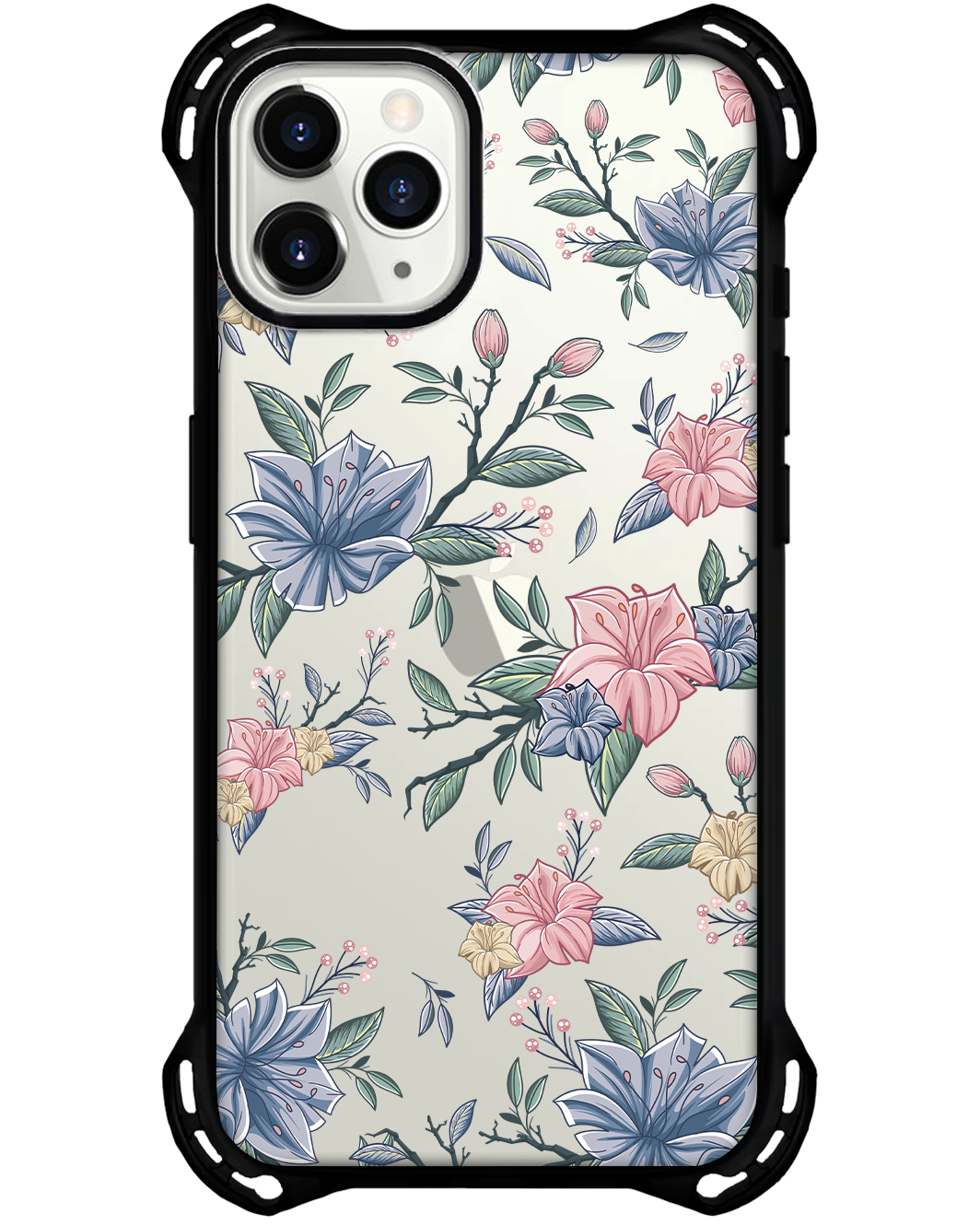 iPhone Rearguard Ultimate - ลายดอกไม้สีชมพูและน้ำเงิน