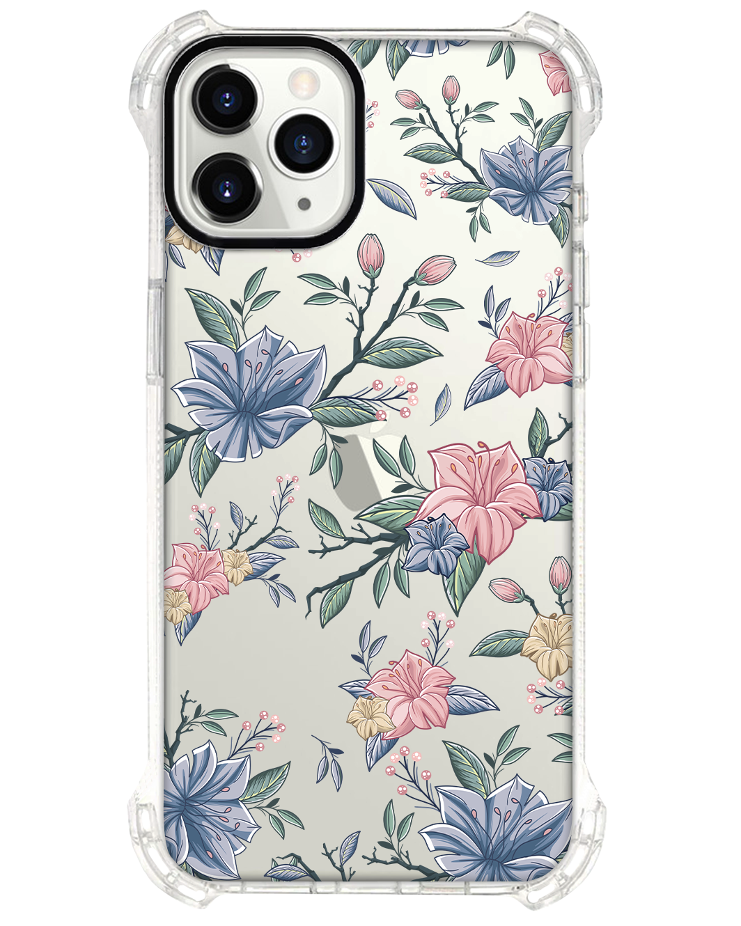 iPhone Rearguard Ultimate - ลายดอกไม้สีชมพูและน้ำเงิน