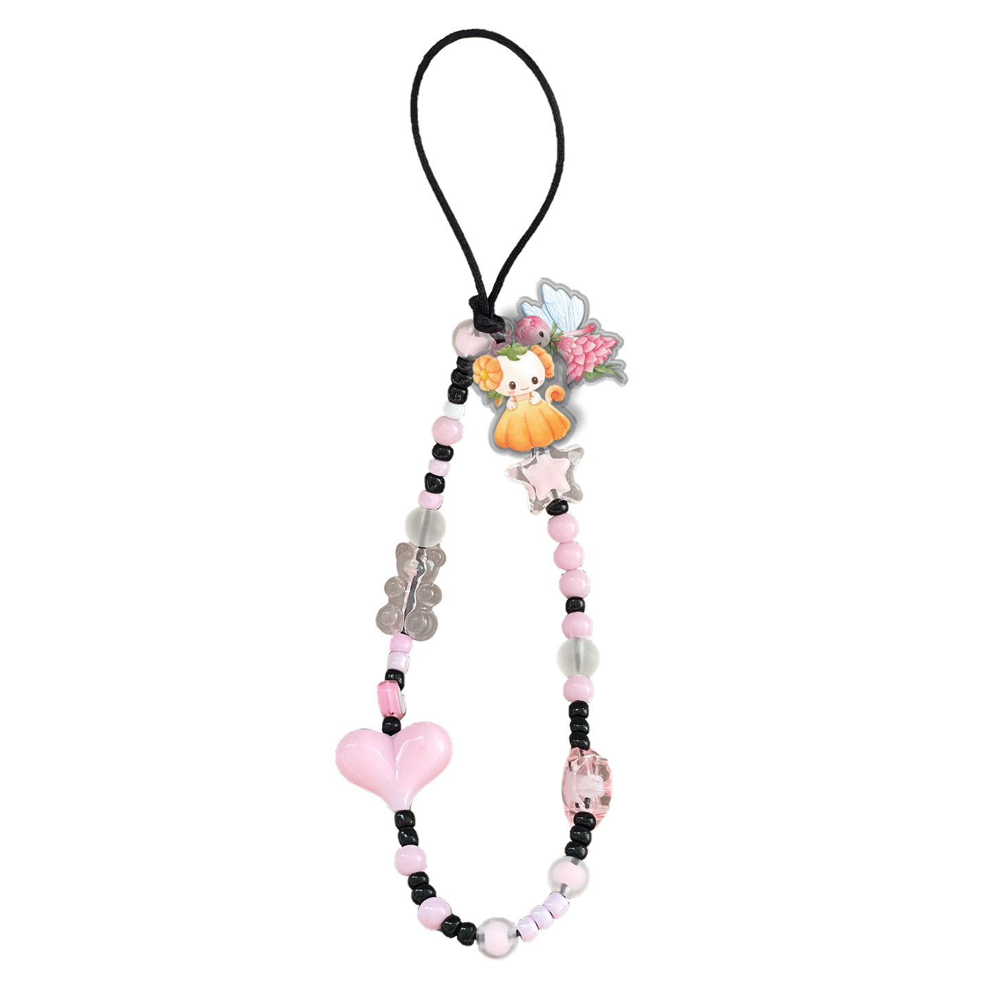 Beaded Strap with Acrylic Charm - Magical Garden