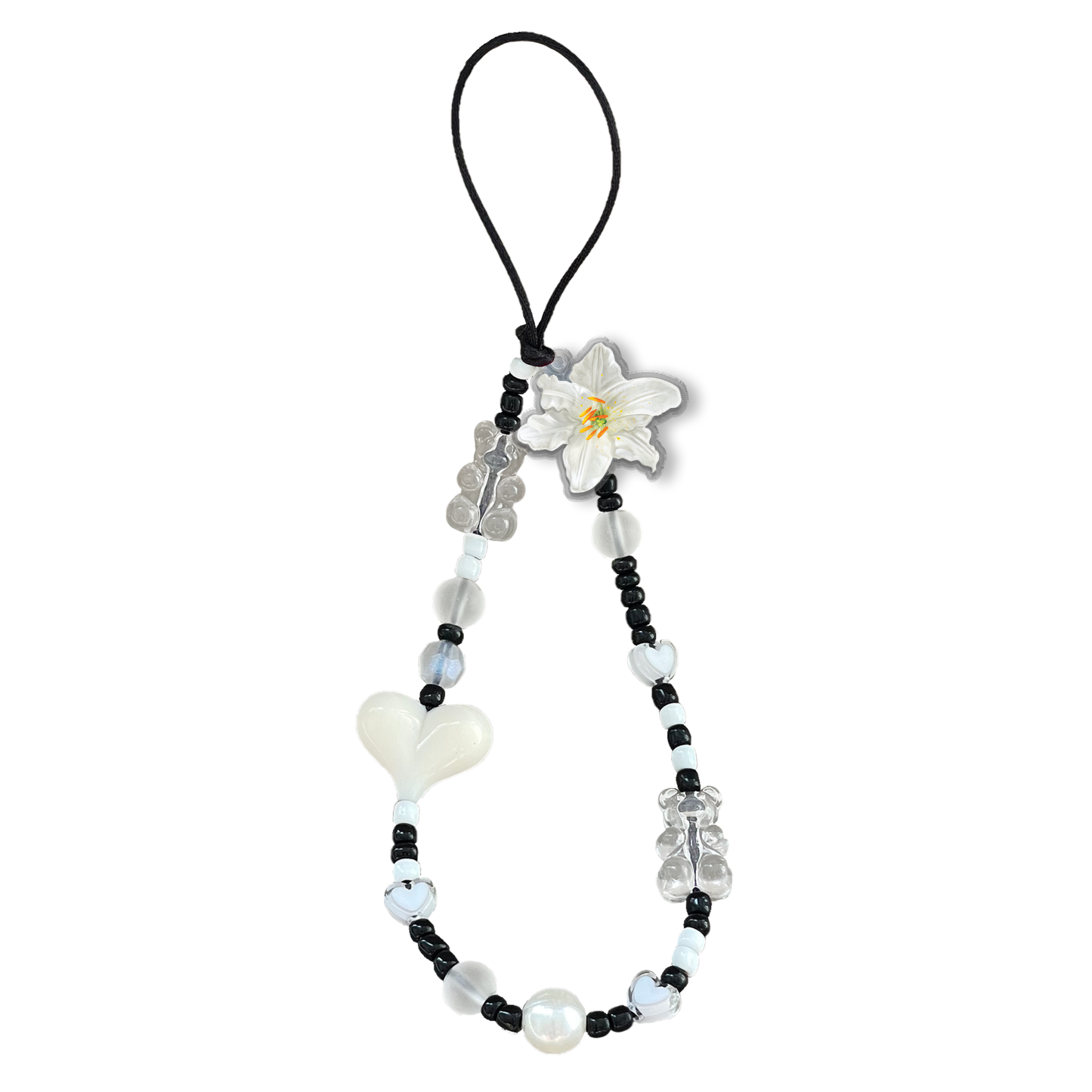 Beaded Strap with Acrylic Charm - May Lily of the Valley