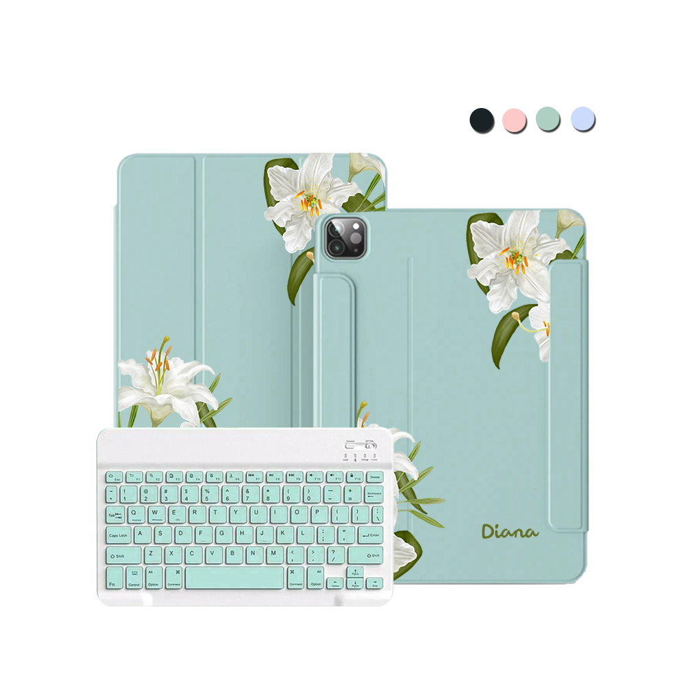 ฝาพับคีย์บอร์ดไร้สายสำหรับ iPad / Android Tab - เดือนพฤษภาคม ดอกลิลลี่ออฟเดอะวัลเลย์