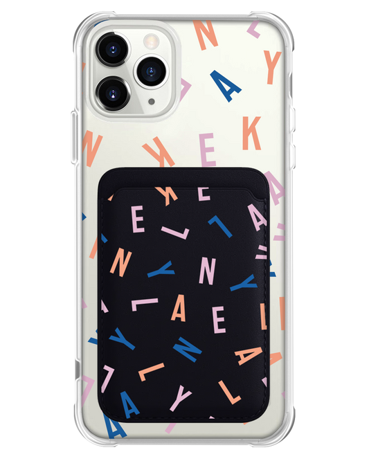 iPhone Magnetic Wallet Case - Custom Monogram 1.0 Rainbow