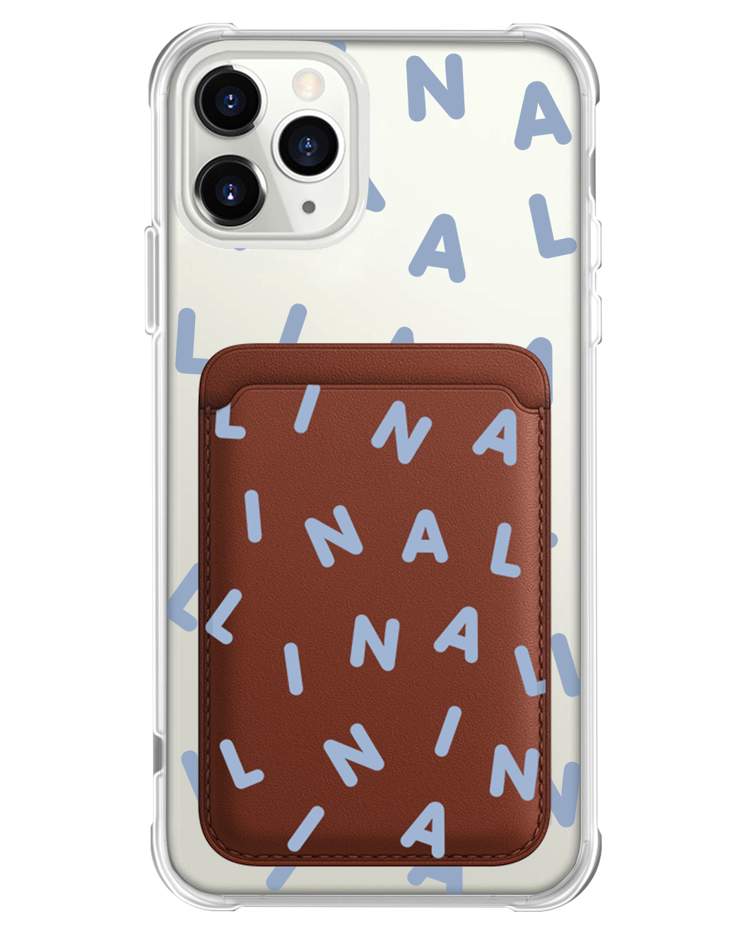 เคส iPhone แบบกระเป๋าสตางค์แม่เหล็ก - ลายโมโนแกรม 2.0 สีน้ำเงิน