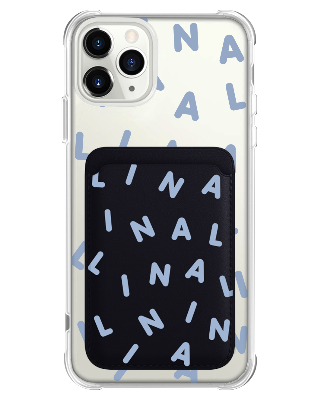 เคส iPhone แบบกระเป๋าสตางค์แม่เหล็ก - ลายโมโนแกรม 2.0 สีน้ำเงิน