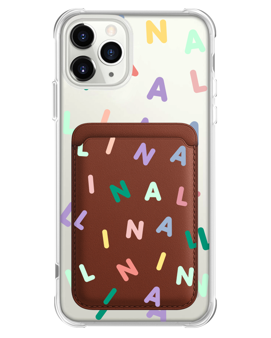 เคส iPhone แบบแม่เหล็กพร้อมกระเป๋า - ลาย Monogram 2.0 สีรุ้ง
