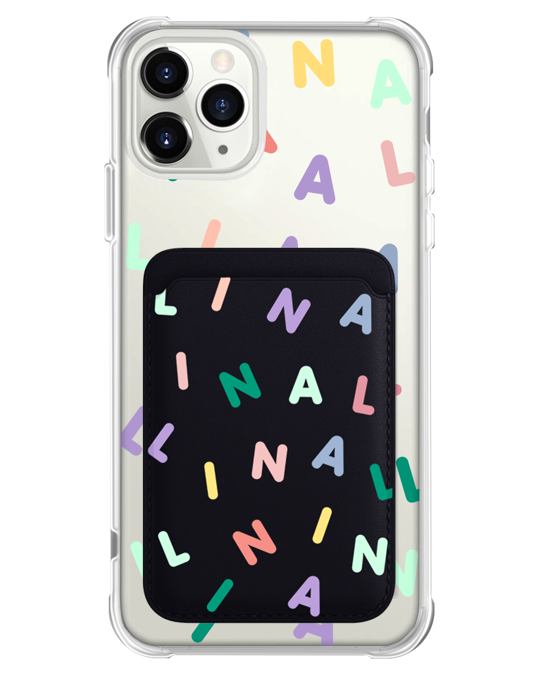 เคส iPhone แบบแม่เหล็กพร้อมกระเป๋า - ลาย Monogram 2.0 สีรุ้ง