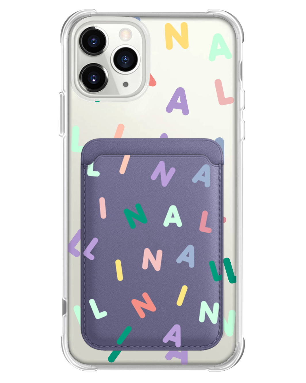 iPhone Magnetic Wallet Case - Custom Monogram 2.0 Rainbow