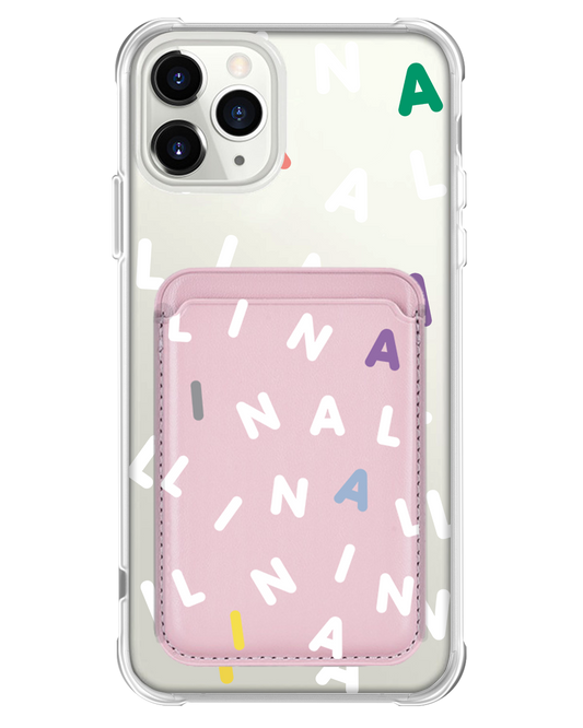 iPhone Magnetic Wallet Case - Custom Monogram 2.0 White