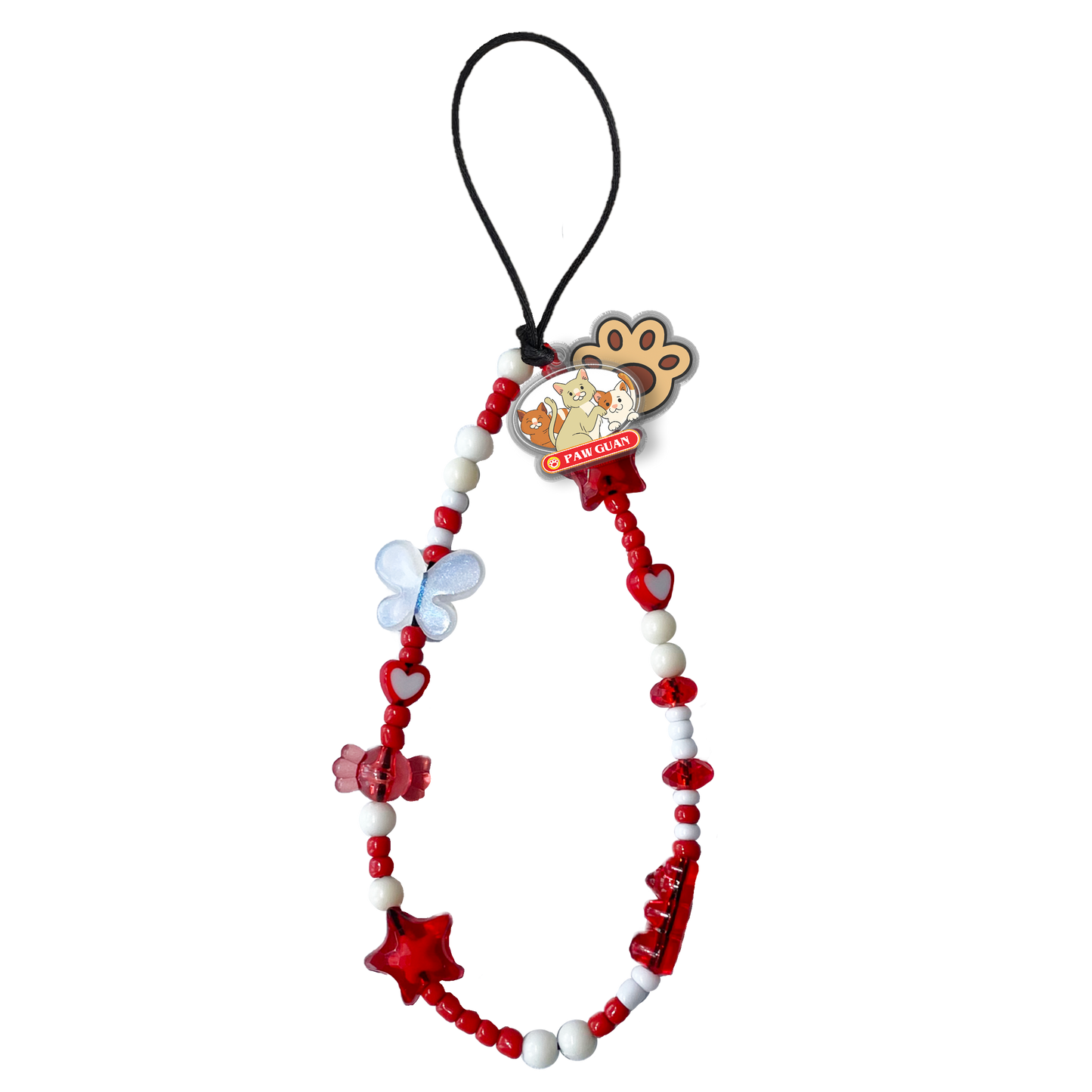 Beaded Strap with Acrylic Charm - Pawguan Cat
