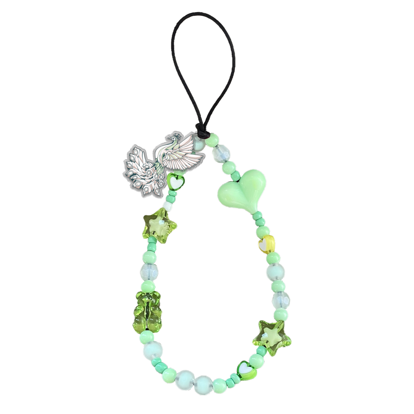 Beaded Strap with Acrylic Charm - Peacock 4.0