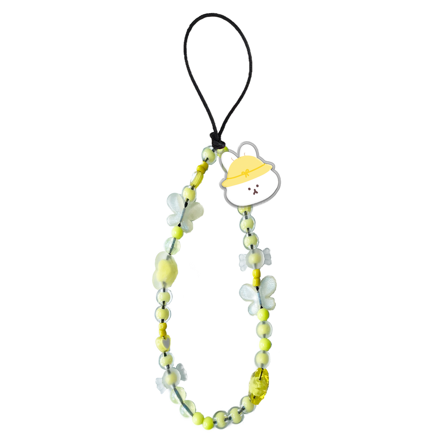 Beaded Strap with Acrylic Charm - Picnic Bear Yellow