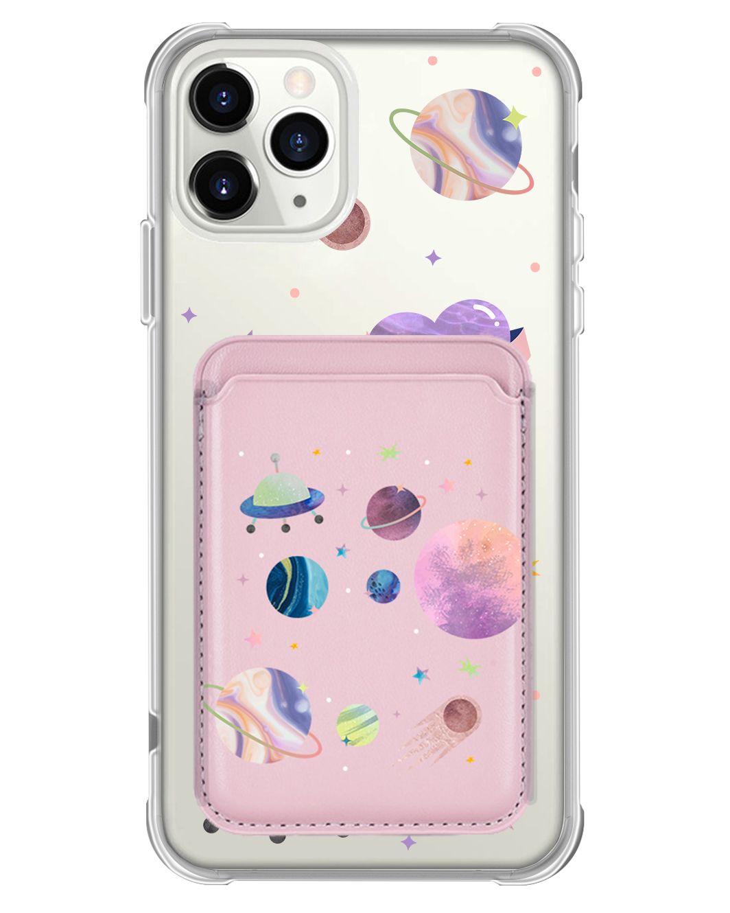 iPhone Magnetic Wallet Case - Pink Planet