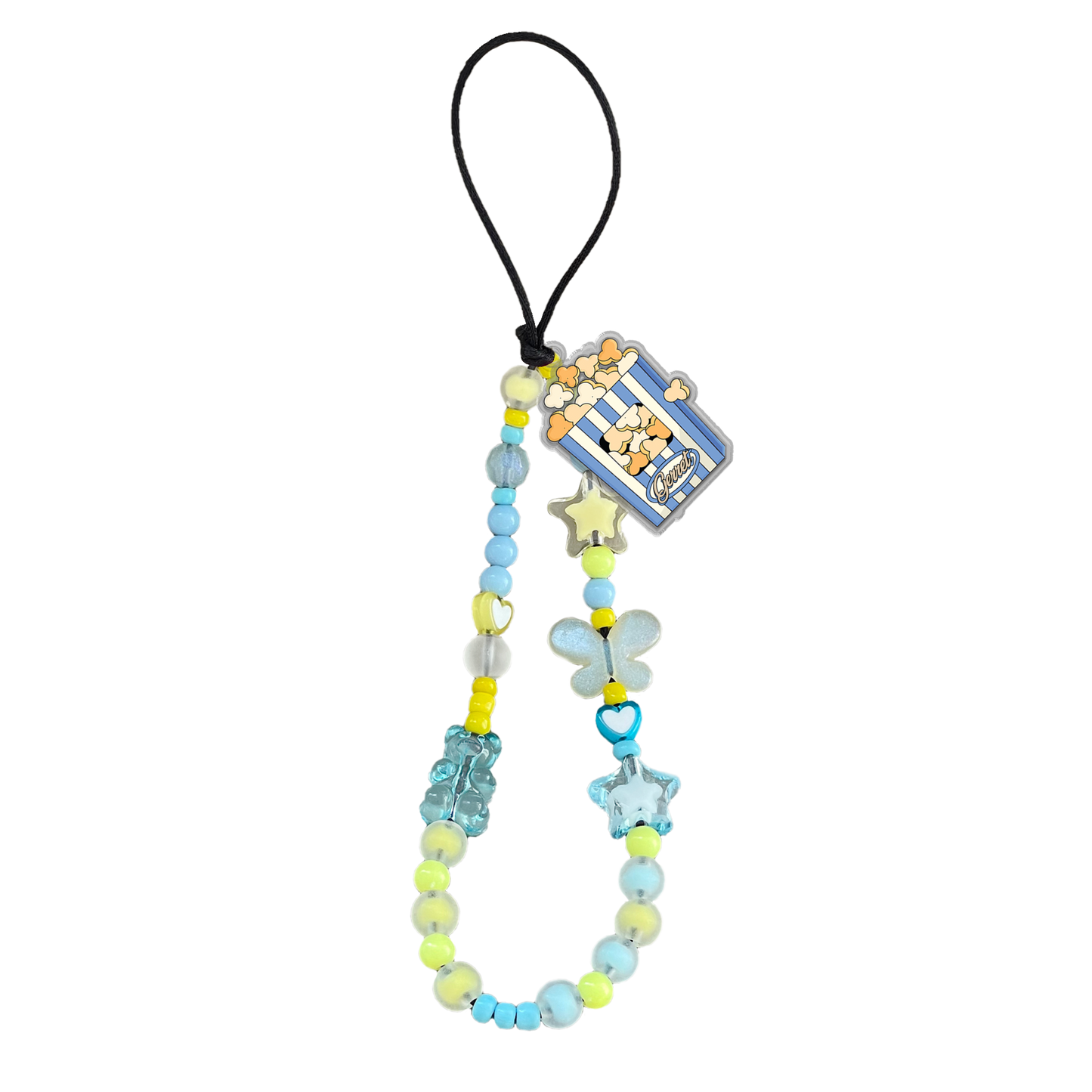 Beaded Strap with Acrylic Charm - Popcorn